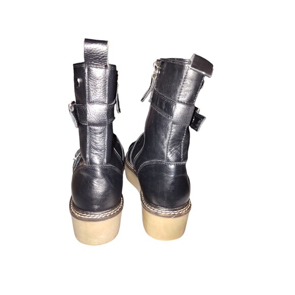 Gioseppo Black Leather Platform Moto Ankle Boots Size 37 - Picture 6 of 12